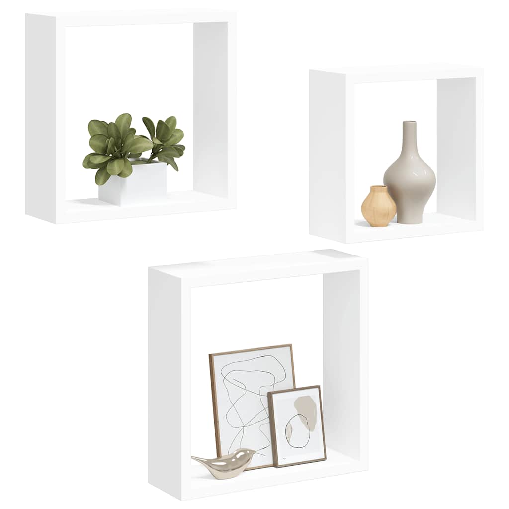 vidaXL Würfelregale 3 Stk. Weiß MDF