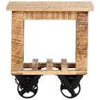 vidaXL Beistelltisch mit Rädern 40x40x42 cm Raues Mangoholz