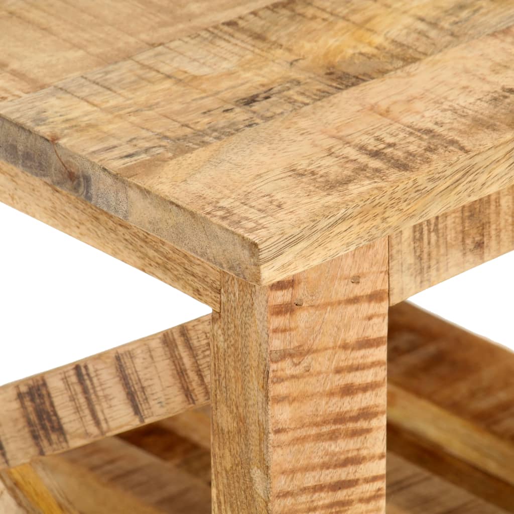 vidaXL Beistelltisch mit Rädern 40x40x42 cm Raues Mangoholz