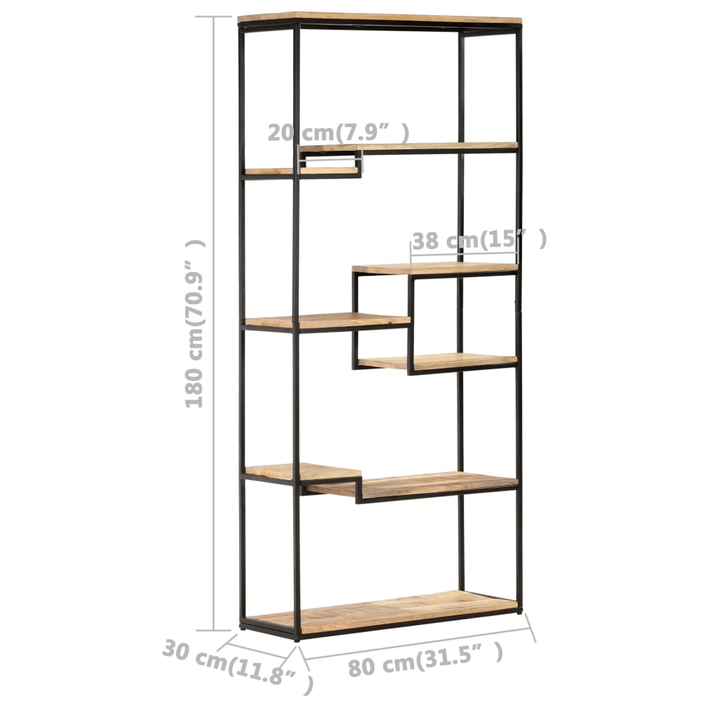 vidaXL Bücherregal 80x30x180 cm Raues Mangoholz