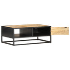 vidaXL Couchtisch mit Geschnitzter Tür 90x55x36 cm Raues Mangoholz
