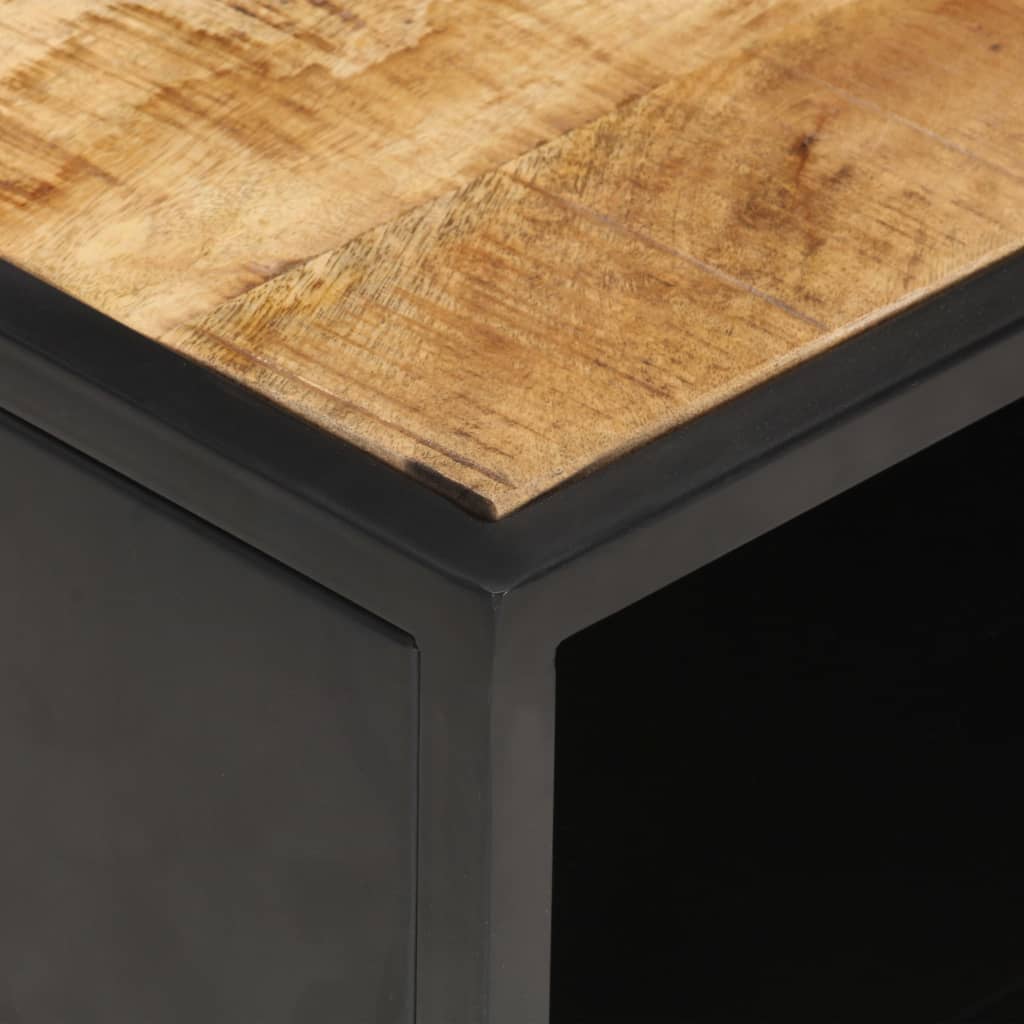 vidaXL Couchtisch mit Geschnitzter Tür 90x55x36 cm Raues Mangoholz