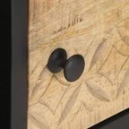 vidaXL Couchtisch mit Geschnitzter Tür 90x55x36 cm Raues Mangoholz