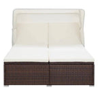 vidaXL 2-Personen-Sonnenliege mit Auflage Poly Rattan Braun