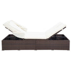 vidaXL 2-Personen-Sonnenliege mit Auflage Poly Rattan Braun