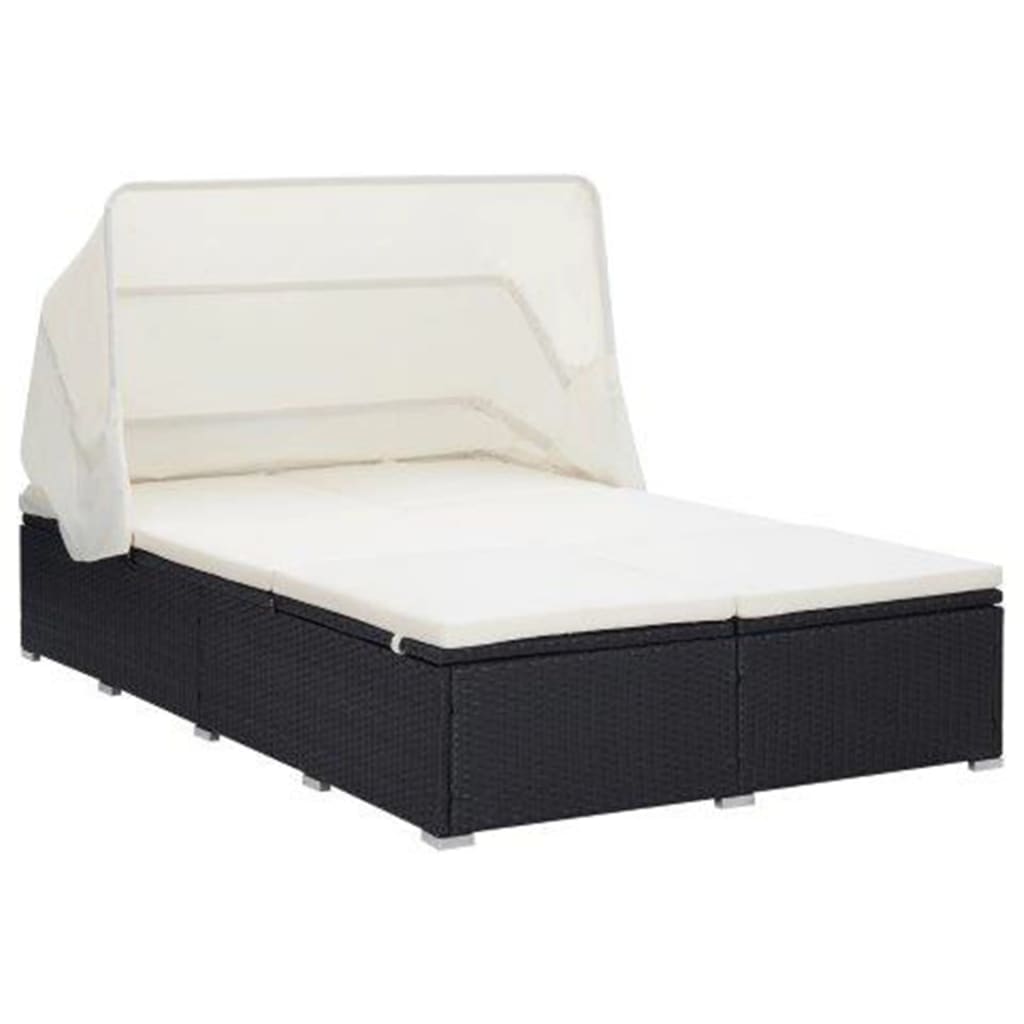 vidaXL 2-Personen-Sonnenliege mit Auflage Poly Rattan Braun