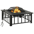vidaXL Garten Feuerstelle mit Schürhaken 81x81x47 cm XXL Stahl