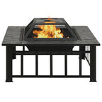 vidaXL Garten Feuerstelle mit Schürhaken 81x81x47 cm XXL Stahl