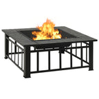 vidaXL Garten Feuerstelle mit Schürhaken 81x81x47 cm XXL Stahl