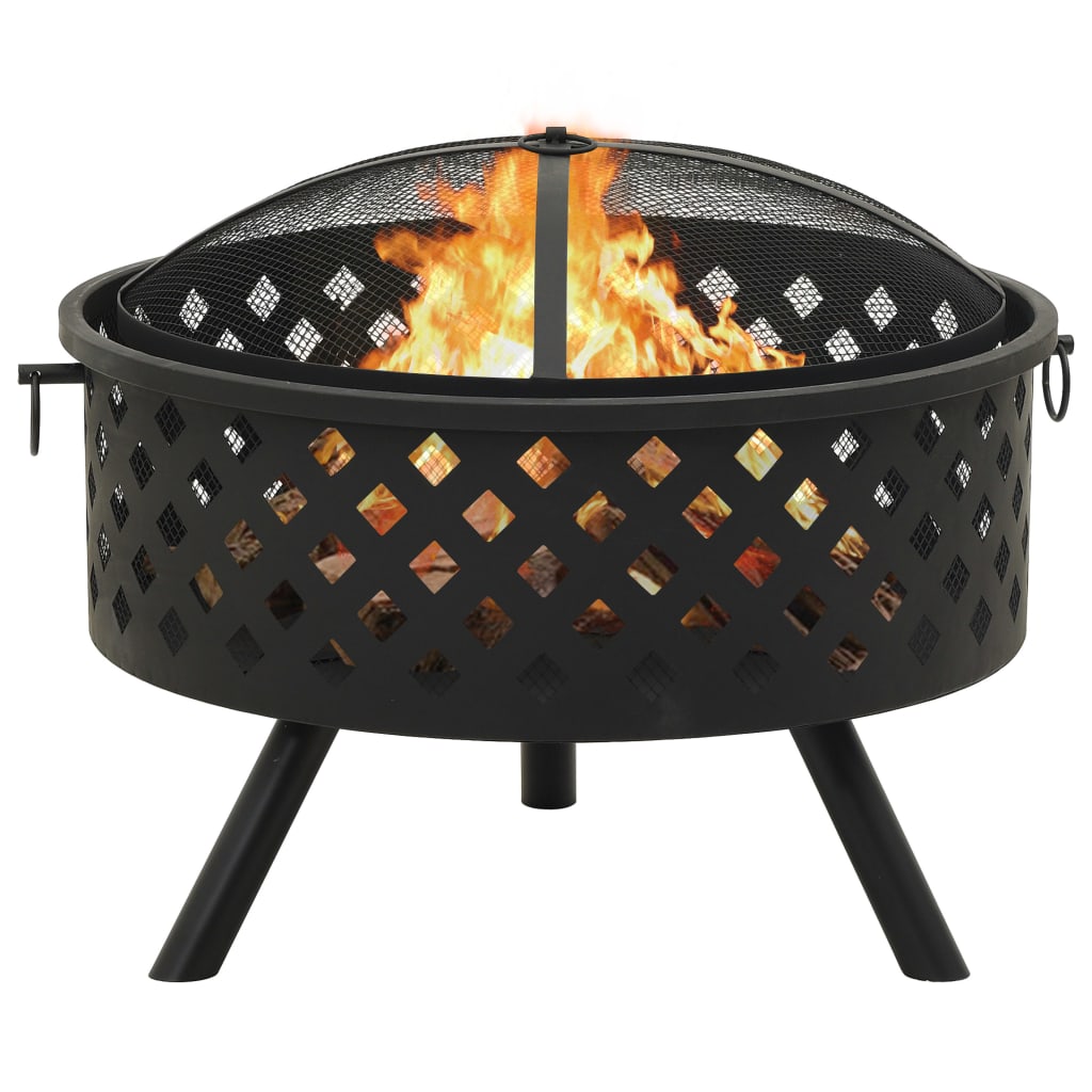 vidaXL Feuerstelle mit Schürhaken 68 cm XXL Stahl