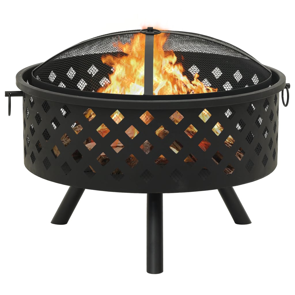 vidaXL Feuerstelle mit Schürhaken 68 cm XXL Stahl