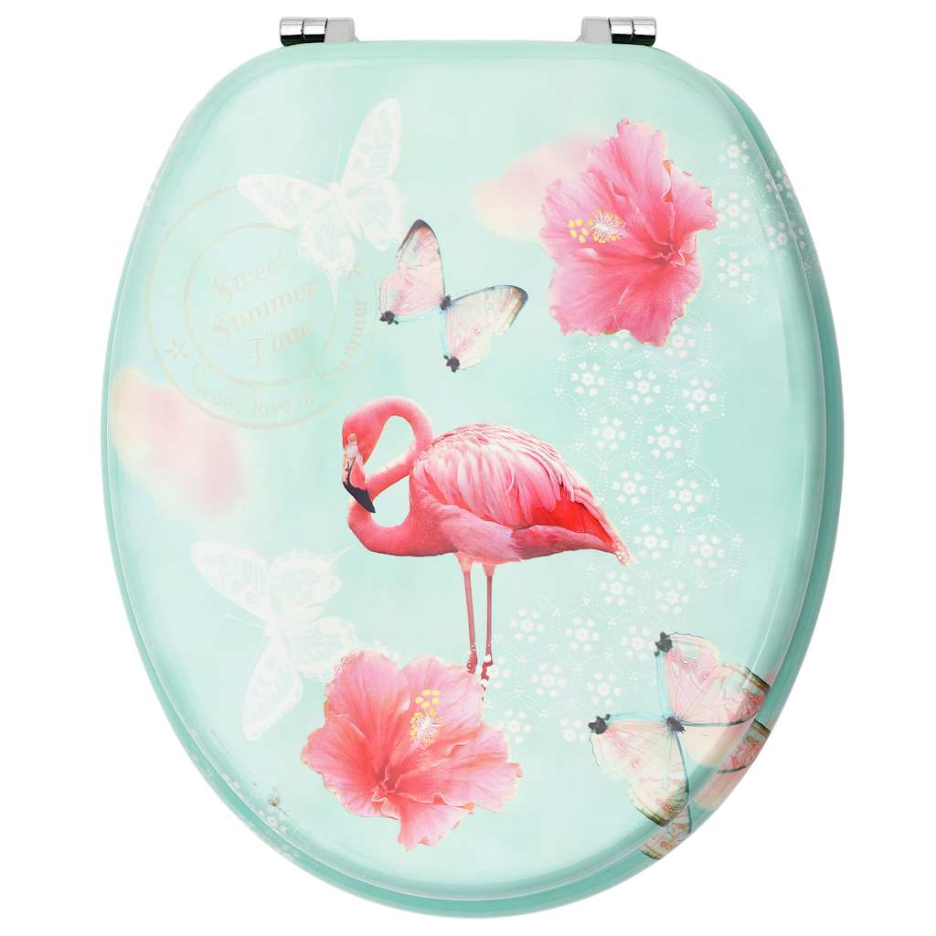 vidaXL Toilettensitze mit Deckel 2 Stk. MDF Flamingo-Design