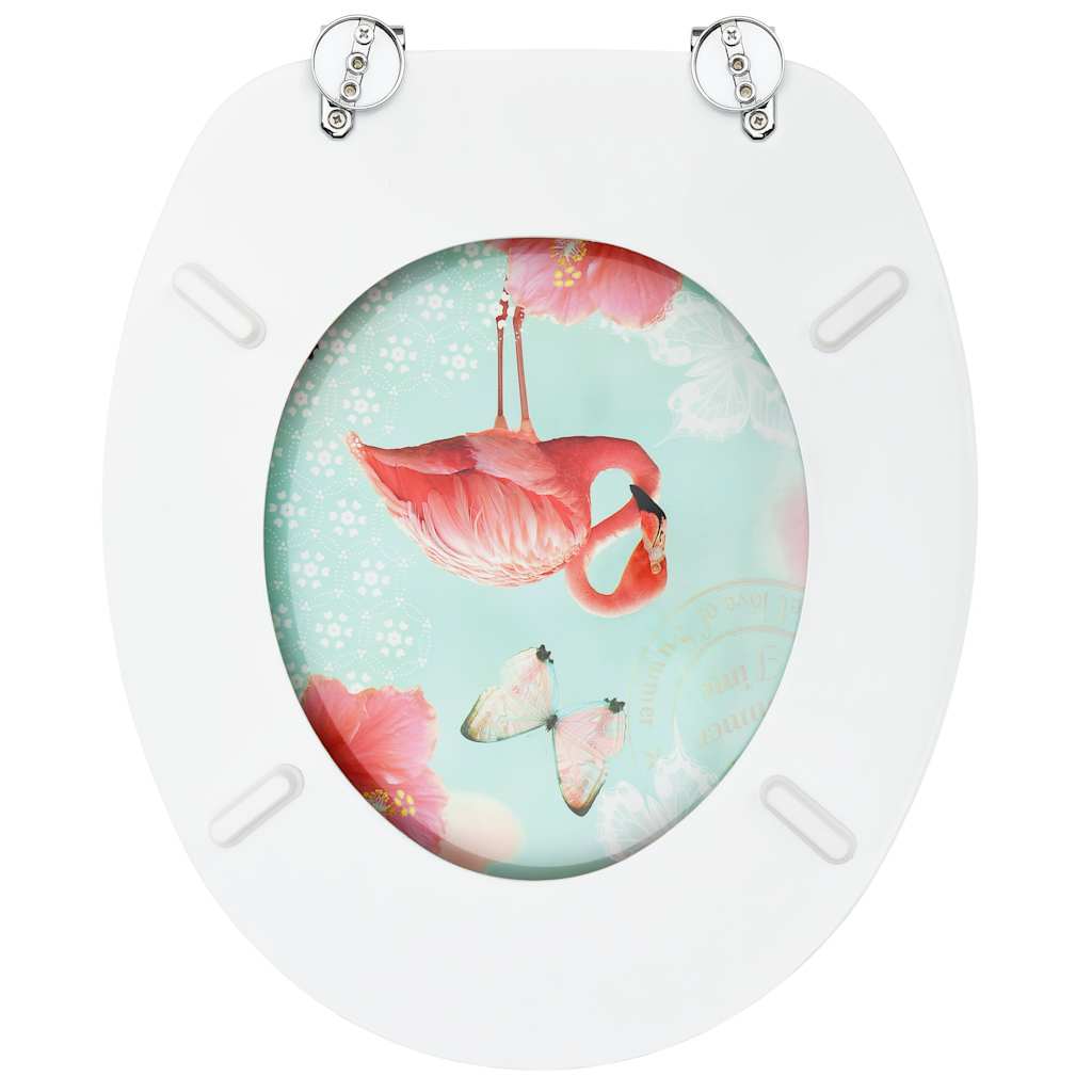 vidaXL Toilettensitze mit Deckel 2 Stk. MDF Flamingo-Design