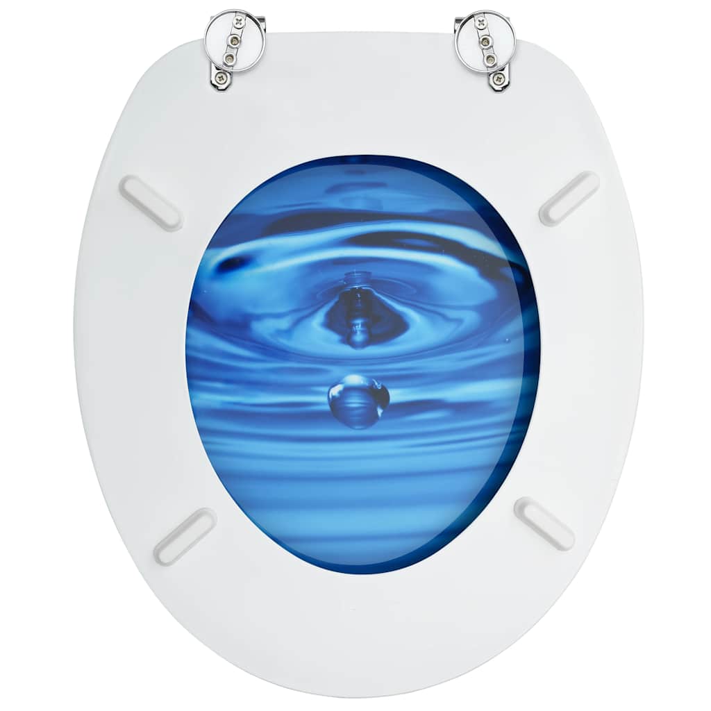 vidaXL Toilettensitze mit Deckel 2 Stk. MDF Blau Wassertropfen-Design