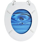 vidaXL Toilettensitze mit Deckel 2 Stk. MDF Blau Wassertropfen-Design