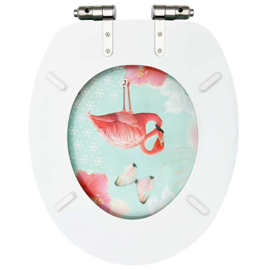 vidaXL Toilettensitze Soft-Close-Deckel 2 Stk. MDF Flamingo-Design