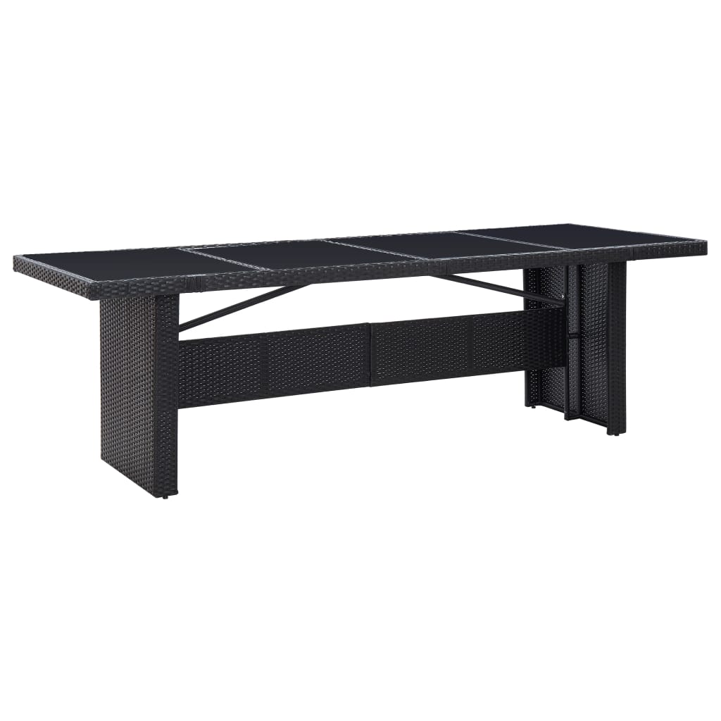 vidaXL Gartentisch Schwarz 240x90x74 cm Poly-Rattan und Glas