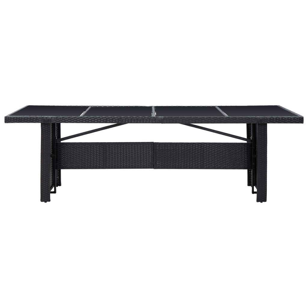 vidaXL Gartentisch Schwarz 240x90x74 cm Poly-Rattan und Glas