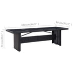 vidaXL Gartentisch Schwarz 240x90x74 cm Poly-Rattan und Glas
