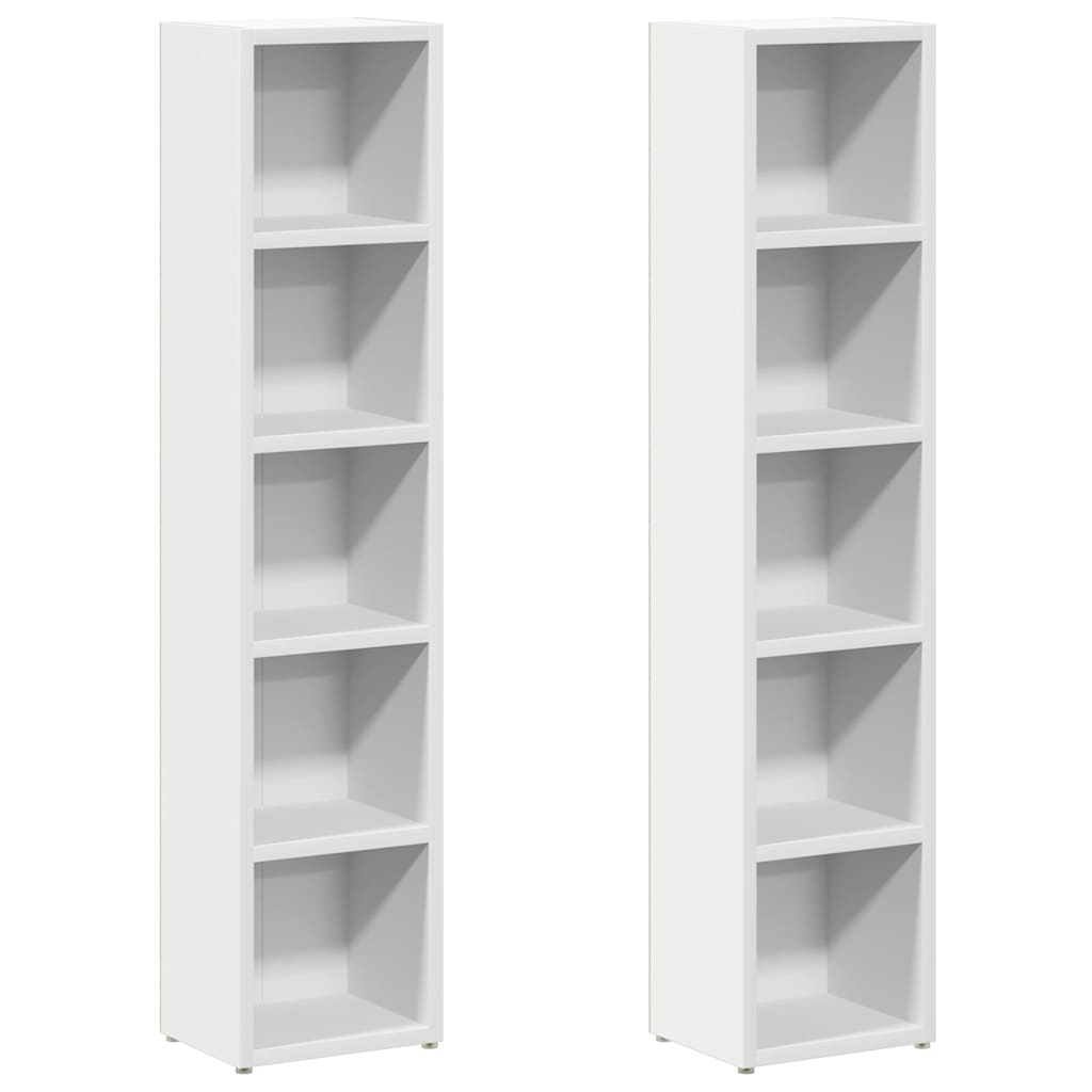 vidaXL CD-Regale 2 Stk. Weiß 21x16x93,5 cm Holzwerkstoff