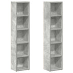 vidaXL CD-Regale 2 Stk. Betongrau 21x16x93,5 cm Holzwerkstoff