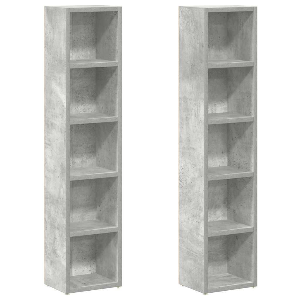 vidaXL CD-Regale 2 Stk. Betongrau 21x16x93,5 cm Holzwerkstoff