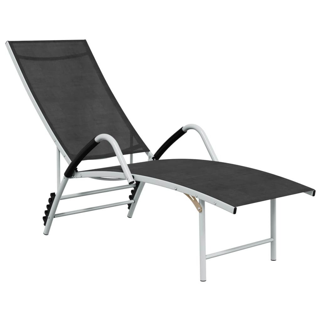 vidaXL Sonnenliege Textilene und Aluminium Schwarz