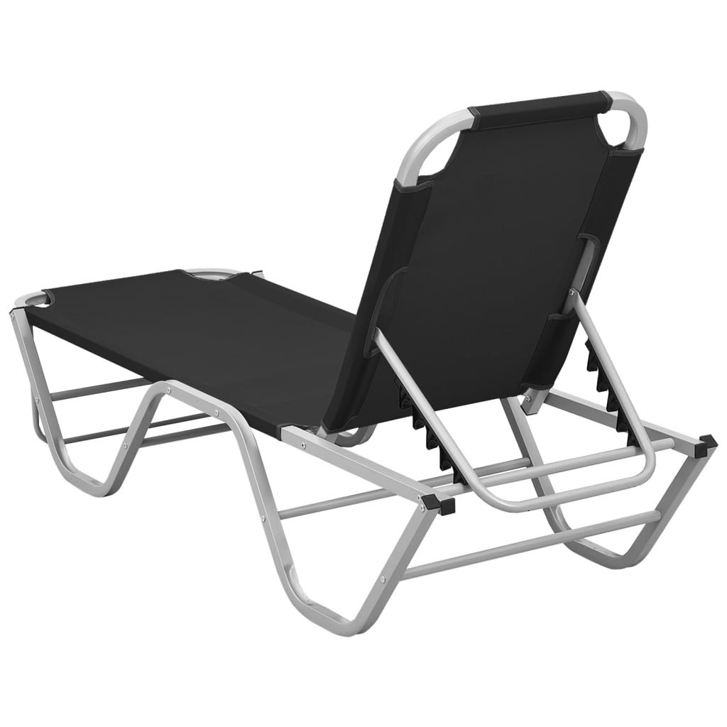 vidaXL Sonnenliege Aluminium und Textilene Schwarz