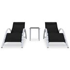 vidaXL Sonnenliegen 2 Stk. mit Tisch Aluminium Schwarz