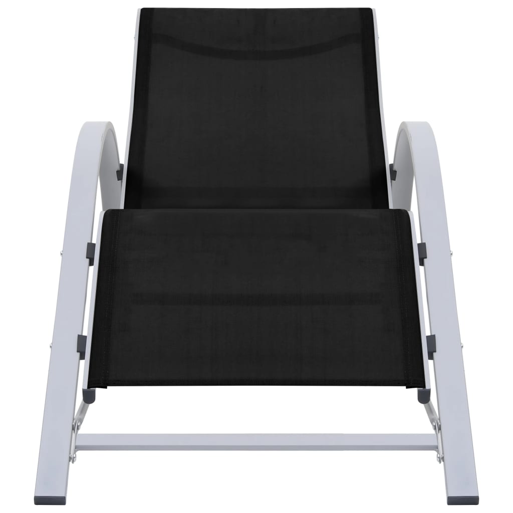 vidaXL Sonnenliegen 2 Stk. mit Tisch Aluminium Schwarz