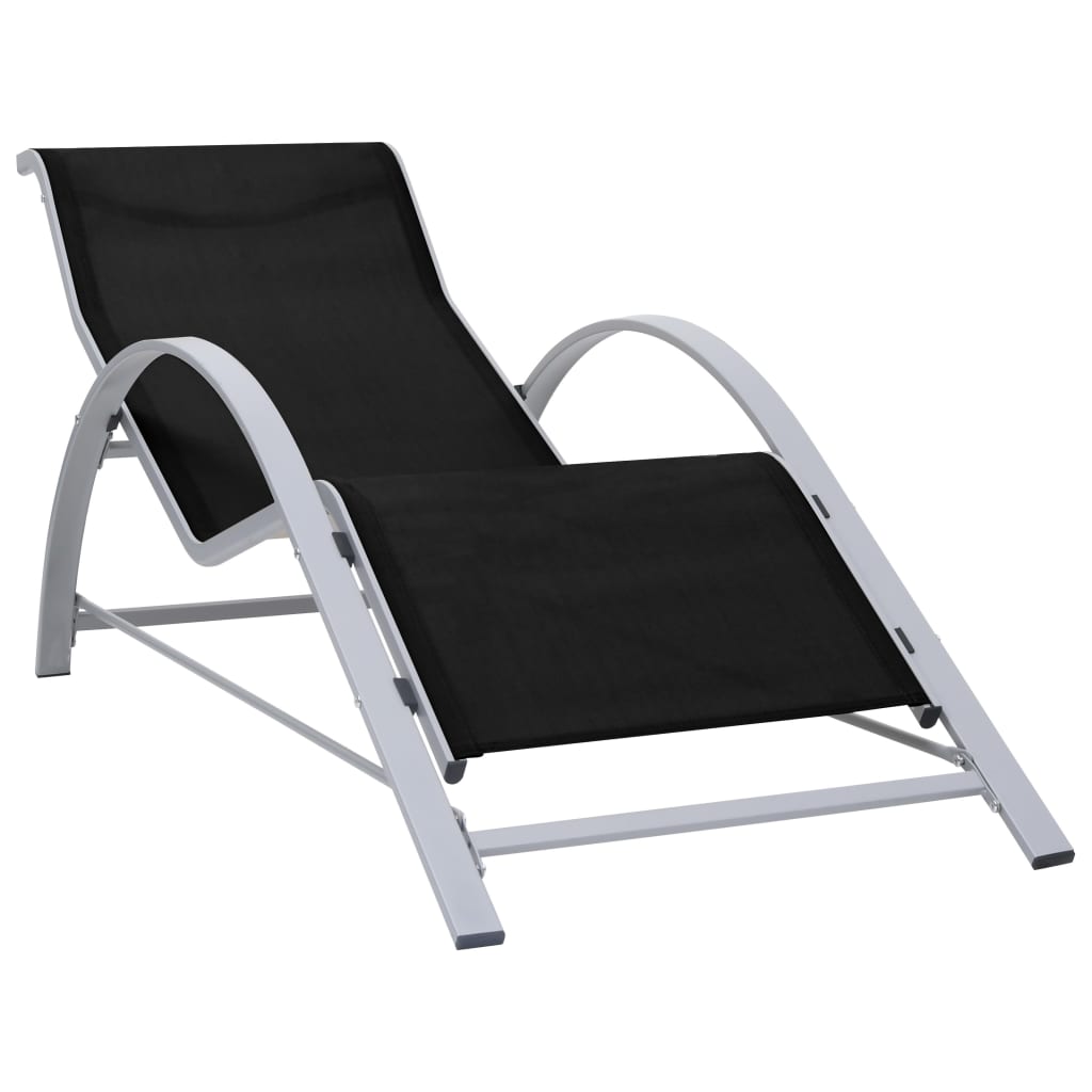 vidaXL Sonnenliegen 2 Stk. mit Tisch Aluminium Schwarz