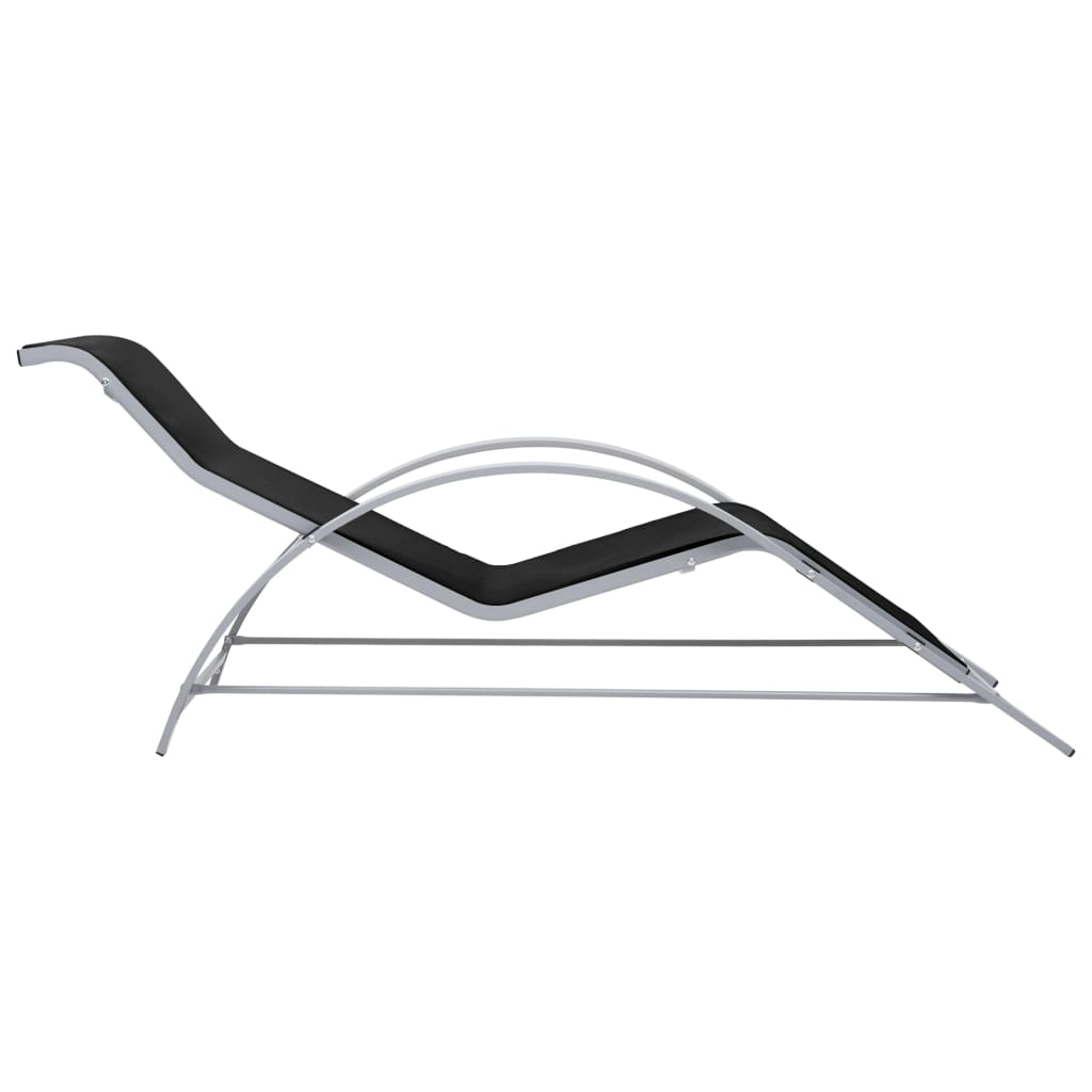 vidaXL Sonnenliegen 2 Stk. mit Tisch Aluminium Schwarz
