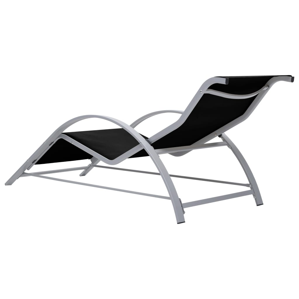 vidaXL Sonnenliegen 2 Stk. mit Tisch Aluminium Schwarz