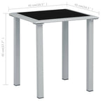 vidaXL Gartentisch Schwarz und Silbern 41x41x45 cm Stahl und Glas