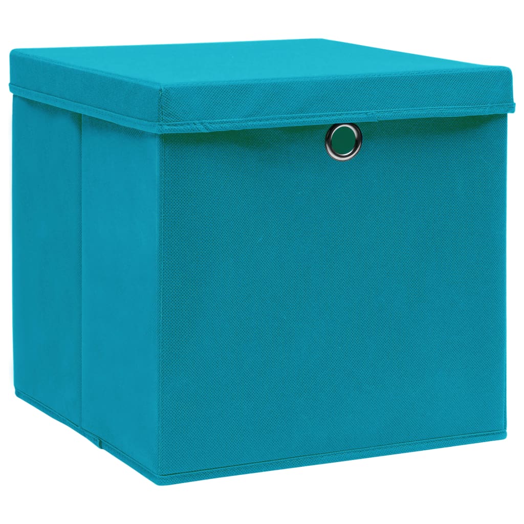 vidaXL Aufbewahrungsboxen mit Deckeln 10 Stk. 28x28x28 cm Babyblau
