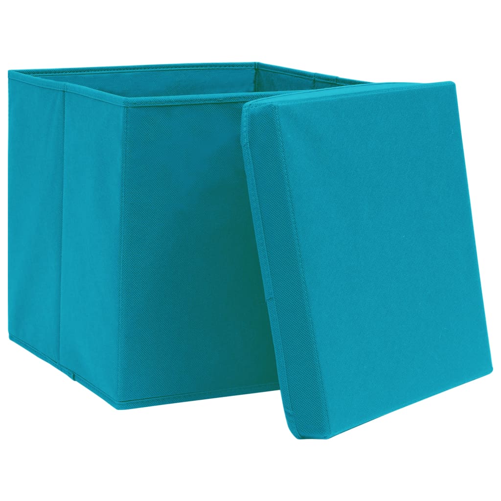 vidaXL Aufbewahrungsboxen mit Deckeln 10 Stk. 28x28x28 cm Babyblau