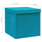 vidaXL Aufbewahrungsboxen mit Deckeln 10 Stk. 28x28x28 cm Babyblau