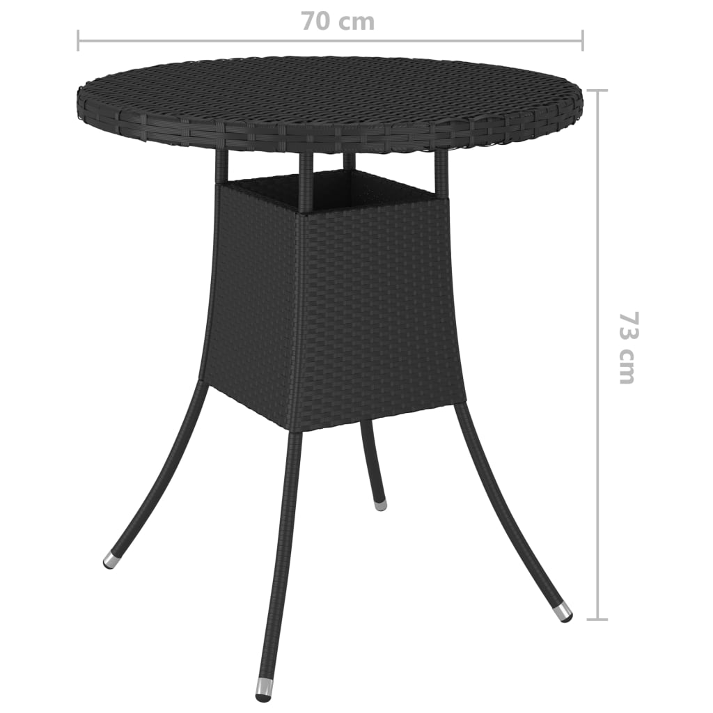 vidaXL Gartentisch Schwarz 70x70x73 cm Poly Rattan