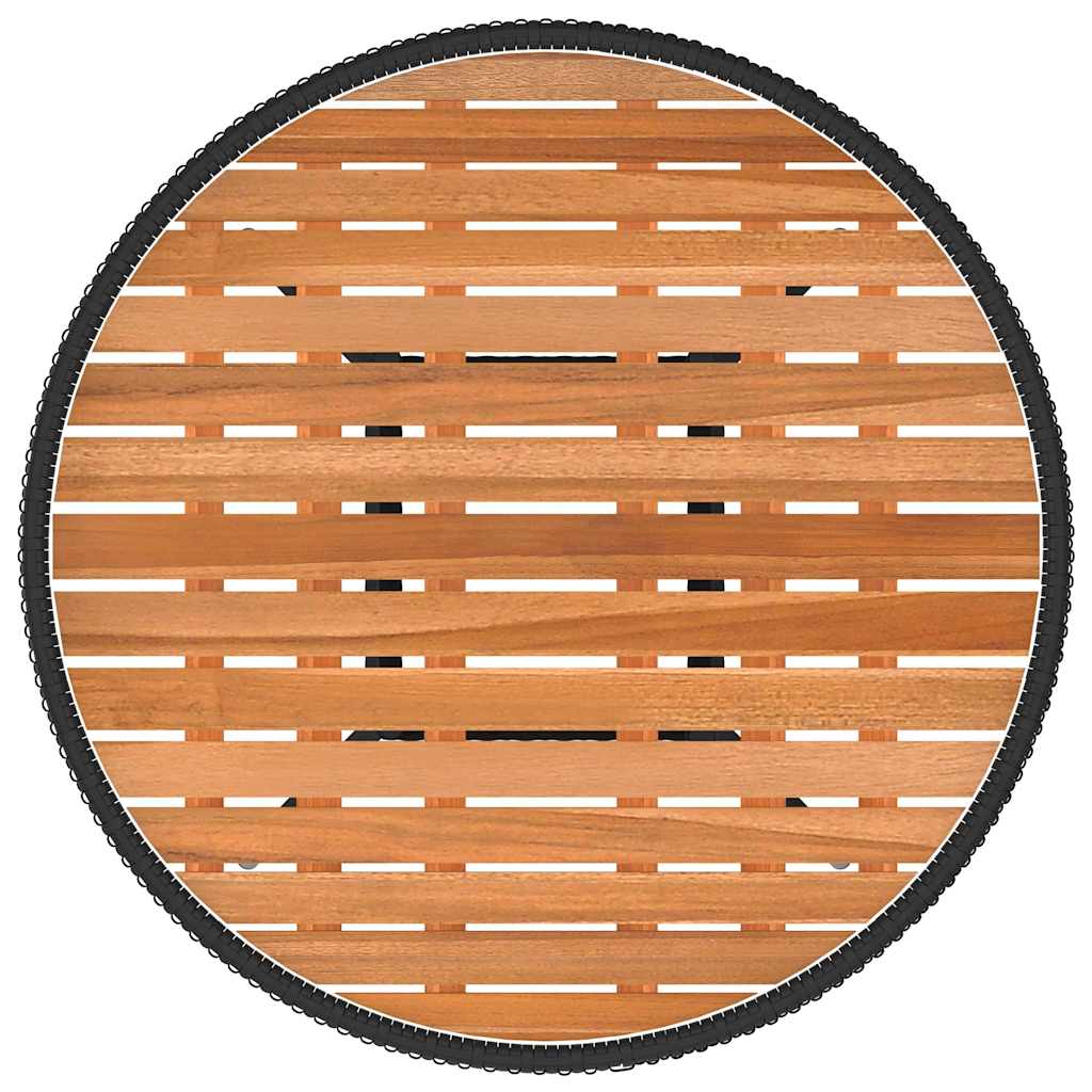 vidaXL Garten-Esstisch Schwarz Ø 70 cm Poly Rattan Massivholz Akazie