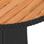 vidaXL Garten-Esstisch Schwarz Ø 70 cm Poly Rattan Massivholz Akazie
