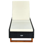 vidaXL Sonnenliege mit Auflage Poly Rattan Schwarz