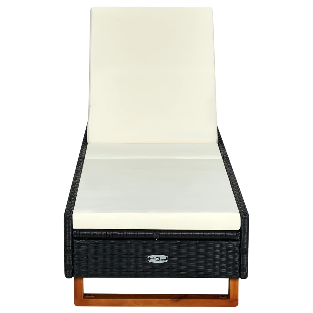 vidaXL Sonnenliege mit Auflage Poly Rattan Schwarz
