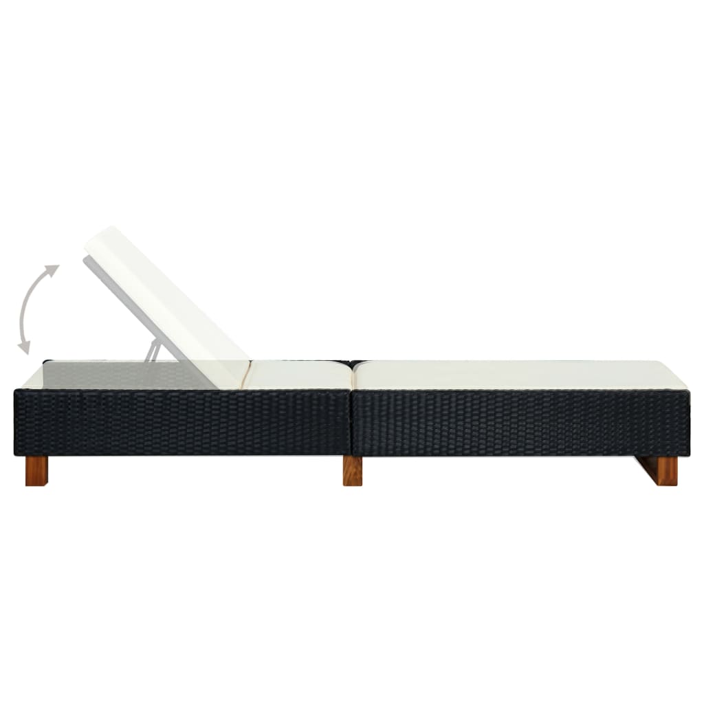 vidaXL Sonnenliege mit Auflage Poly Rattan Schwarz