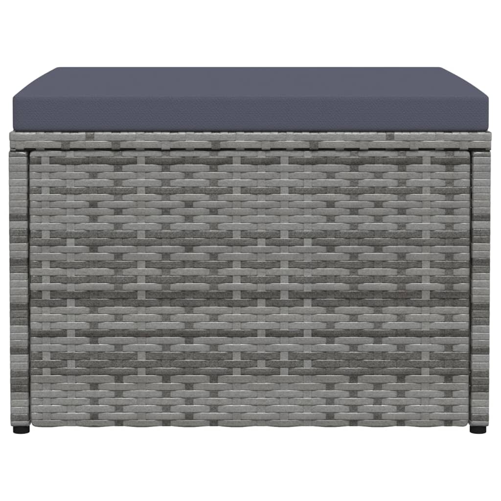 vidaXL Outdoor-Fußhocker mit Kissen Grau Polyrattan