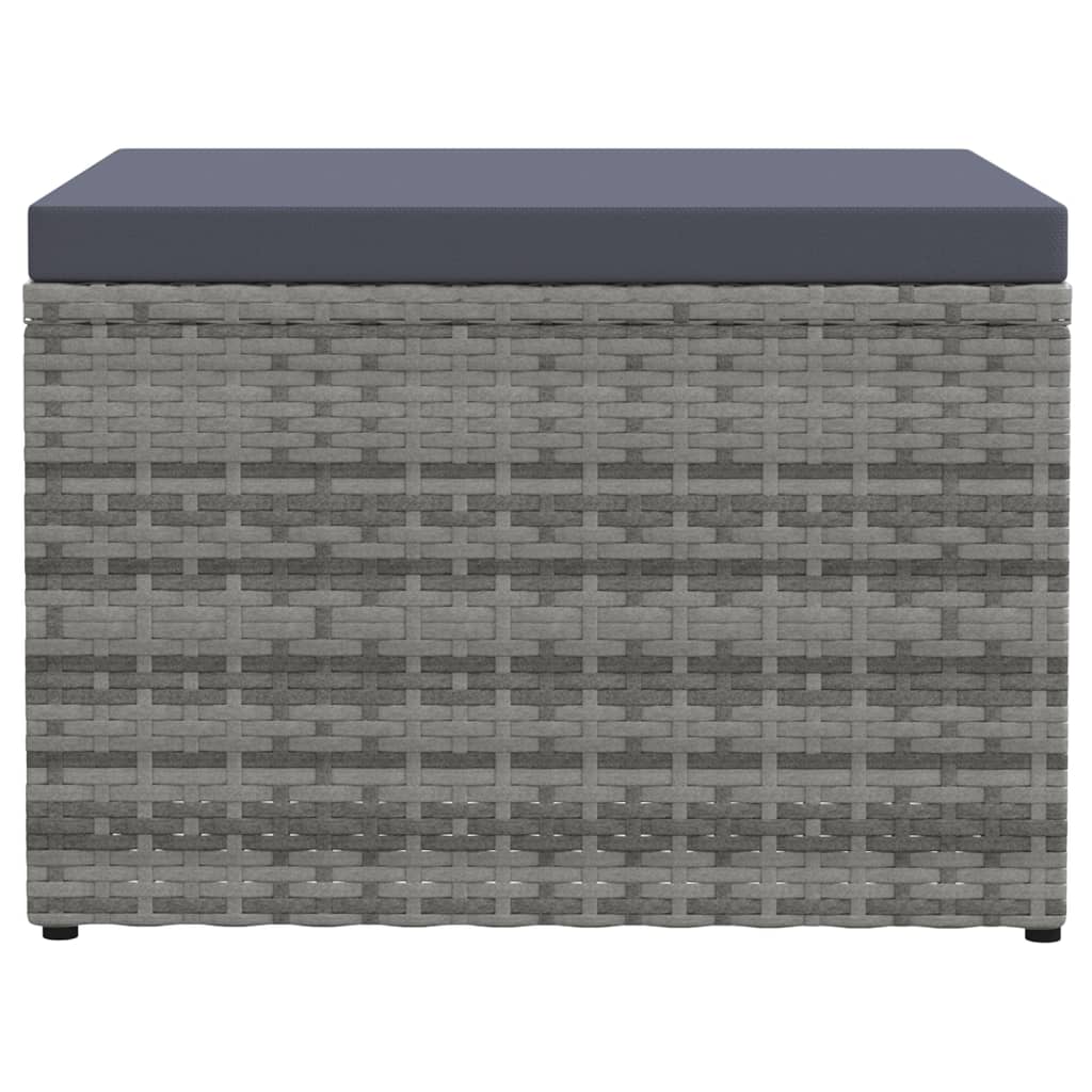 vidaXL Outdoor-Fußhocker mit Kissen Grau Polyrattan