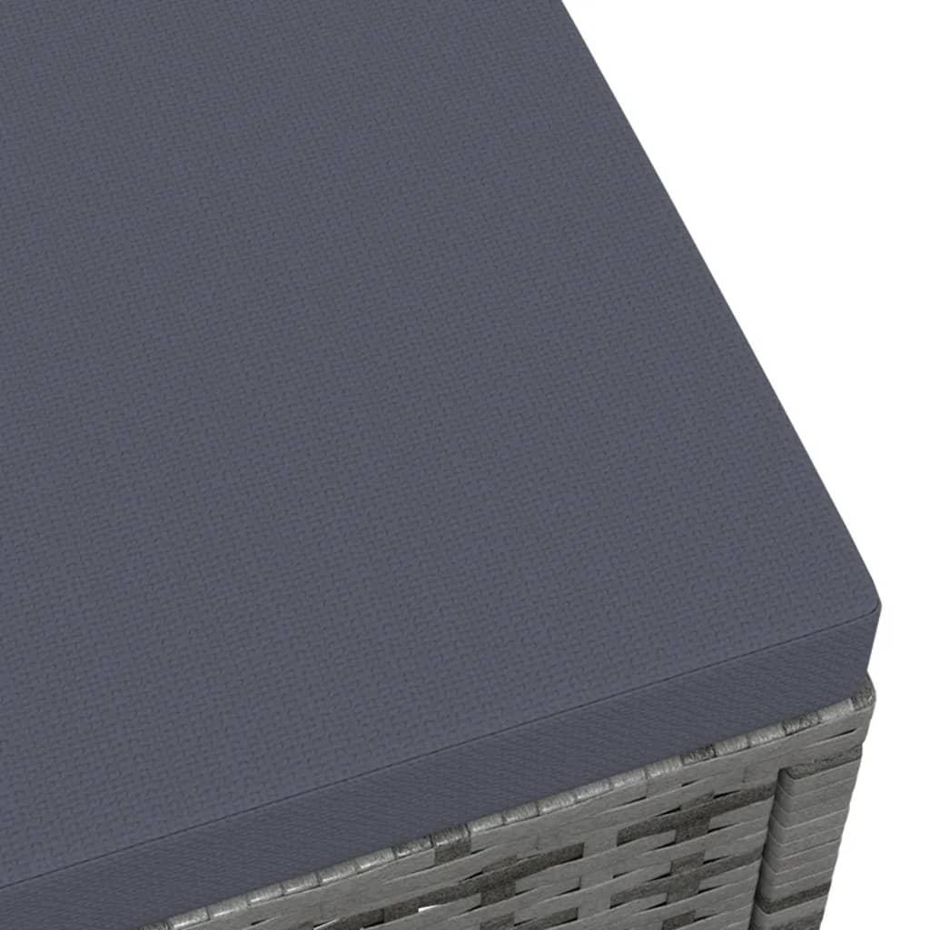 vidaXL Outdoor-Fußhocker mit Kissen Grau Polyrattan