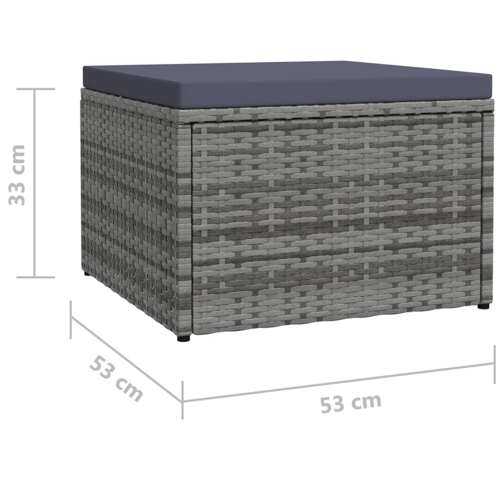 vidaXL Outdoor-Fußhocker mit Kissen Grau Polyrattan