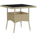 vidaXL Garten-Esstisch Beige Poly Rattan und Glas
