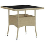 vidaXL Garten-Esstisch Beige Poly Rattan und Glas