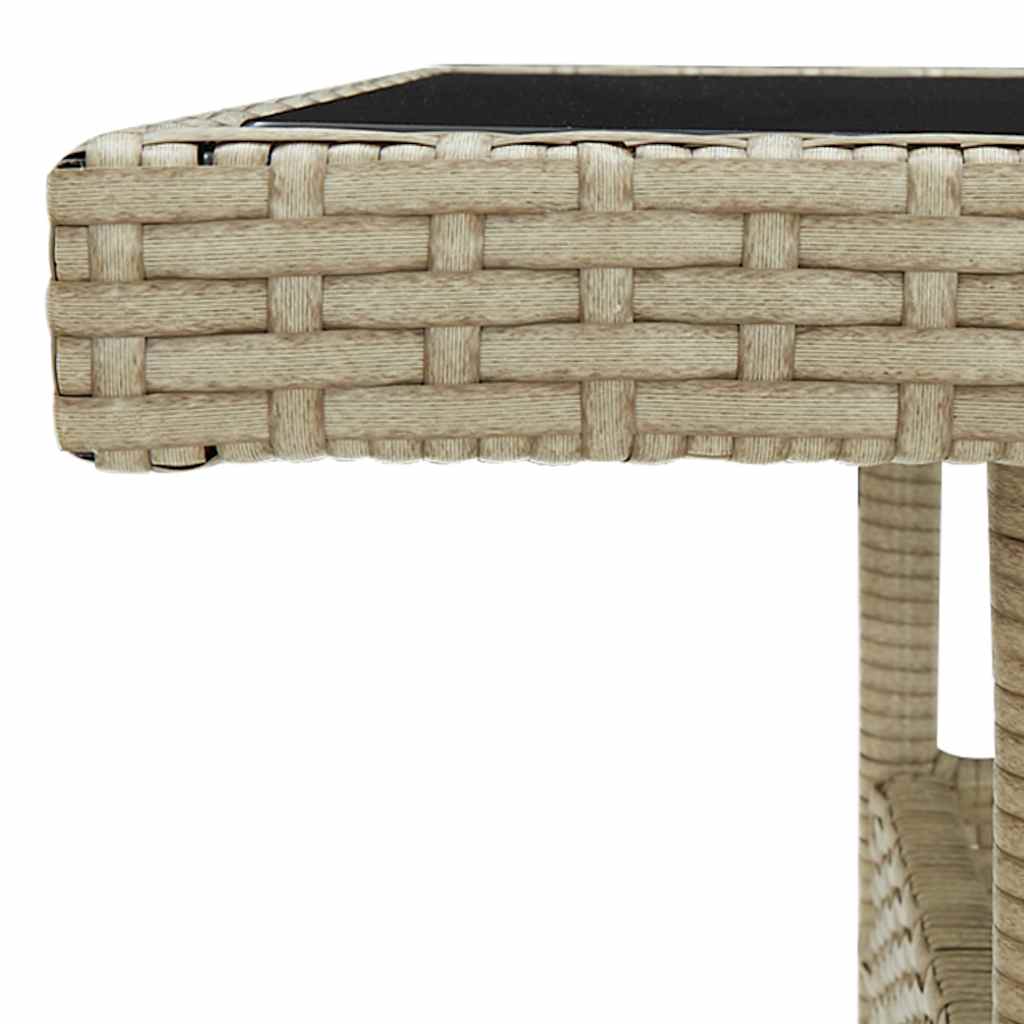vidaXL Garten-Esstisch Beige Poly Rattan und Glas